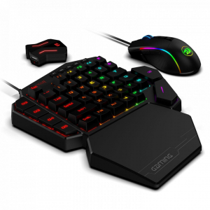 Redragon K585 One-handed RGB Gaming Keyboard Blue Switch and M721-Pro Mouse Combo with GA200 Converter for Xbox One/PS4/Switch/PS3/PC Black - K585RGB-BB