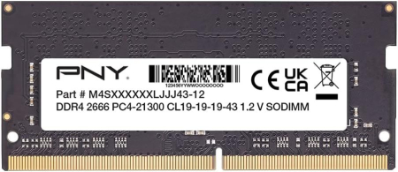PNY 8GB DDR4 2666MHz SODIMM Black - MN8GSD42666-SI