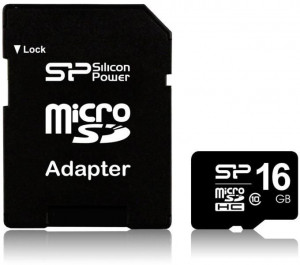 Ram Drive Silicon Power 16GB microSDHC CL10 UHS-I U1+Adapter  - SP016GBSTH010V10SP